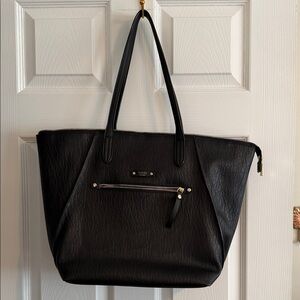 Everyday Black Tote with Front Zip Pocket